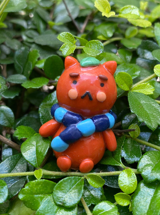 Orange Cat Leaf Cozy Friend Clay Charm